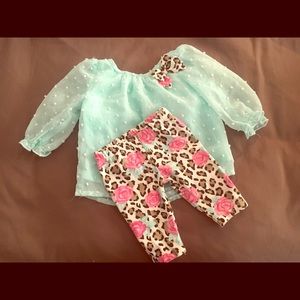 Healthtex 2pc NewBorn Mint & Floral Outfit